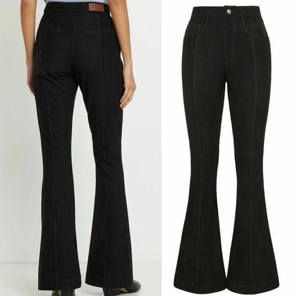 ANDERSSON BELL - Renee Faux Suede Black Flare Pants size 40 - Picture 2 of 9